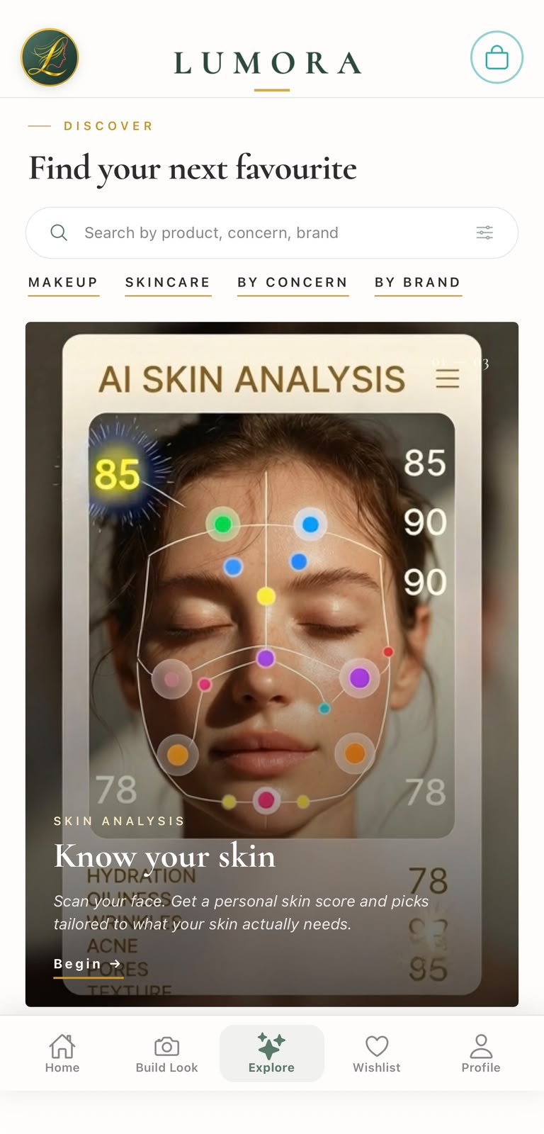 AI skin analysis: a face scan with a personal skin score